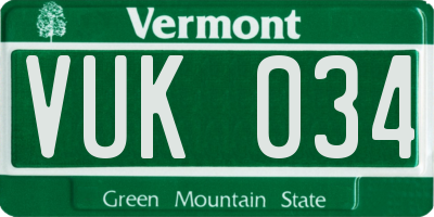VT license plate VUK034