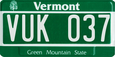 VT license plate VUK037