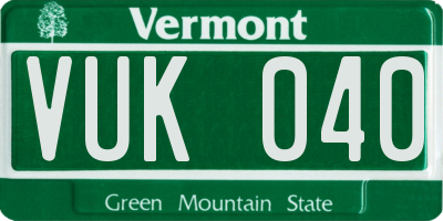 VT license plate VUK040