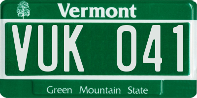 VT license plate VUK041