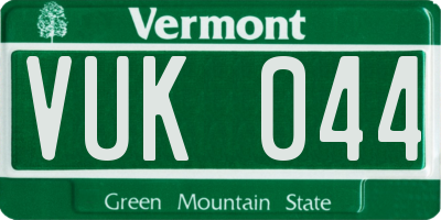 VT license plate VUK044