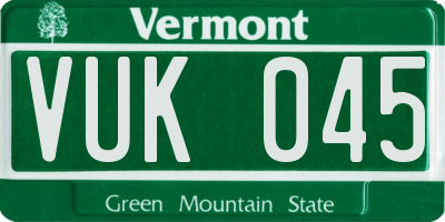 VT license plate VUK045