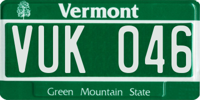 VT license plate VUK046