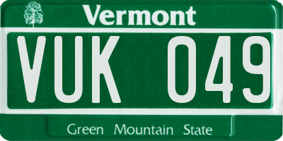 VT license plate VUK049