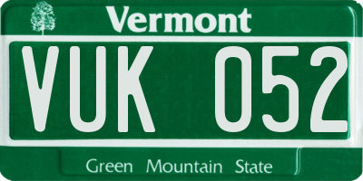 VT license plate VUK052