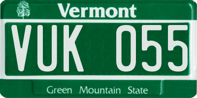 VT license plate VUK055
