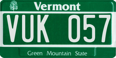 VT license plate VUK057