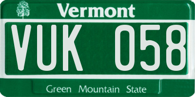 VT license plate VUK058