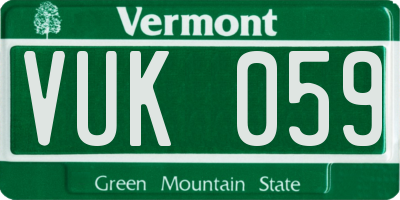 VT license plate VUK059