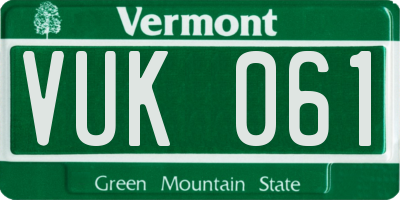 VT license plate VUK061