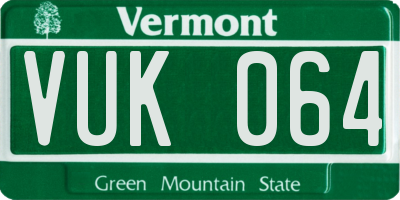 VT license plate VUK064