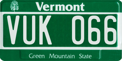 VT license plate VUK066