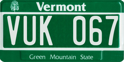 VT license plate VUK067