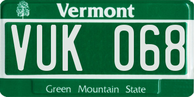 VT license plate VUK068