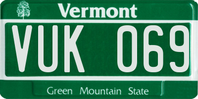 VT license plate VUK069
