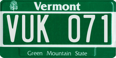 VT license plate VUK071