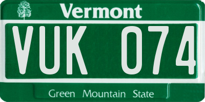 VT license plate VUK074