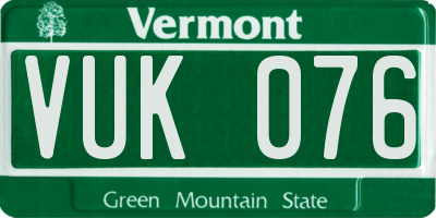 VT license plate VUK076