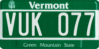 VT license plate VUK077
