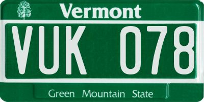 VT license plate VUK078