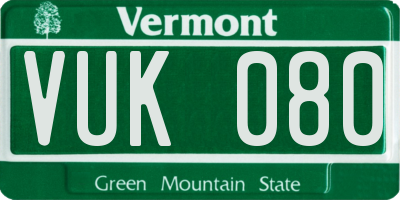 VT license plate VUK080