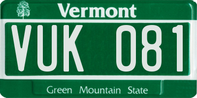 VT license plate VUK081