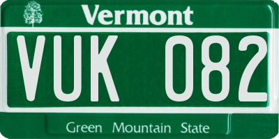VT license plate VUK082