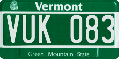 VT license plate VUK083