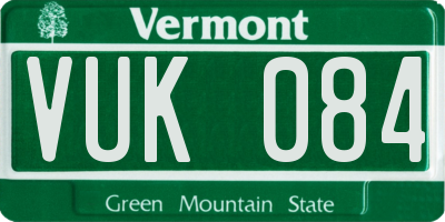 VT license plate VUK084
