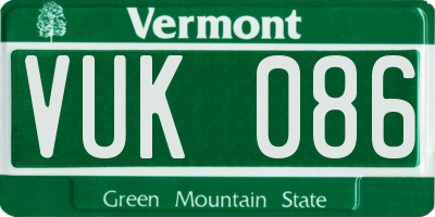 VT license plate VUK086