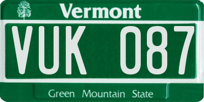 VT license plate VUK087