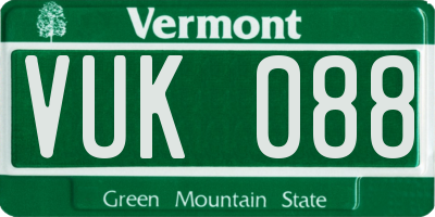 VT license plate VUK088
