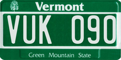 VT license plate VUK090