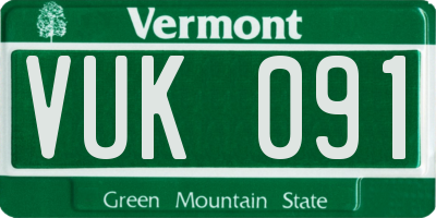 VT license plate VUK091