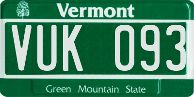 VT license plate VUK093