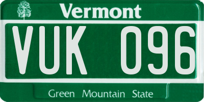 VT license plate VUK096