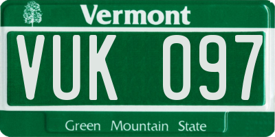 VT license plate VUK097