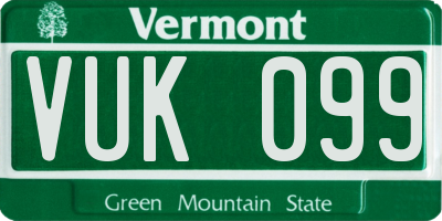 VT license plate VUK099