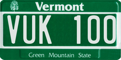 VT license plate VUK100