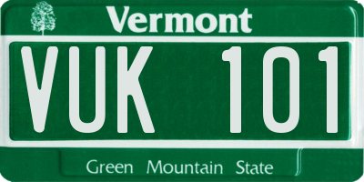 VT license plate VUK101