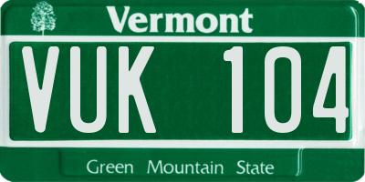 VT license plate VUK104