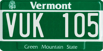 VT license plate VUK105