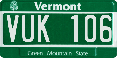 VT license plate VUK106