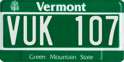 VT license plate VUK107
