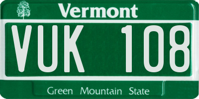 VT license plate VUK108