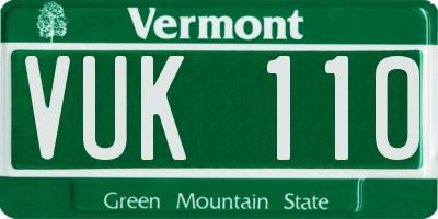 VT license plate VUK110