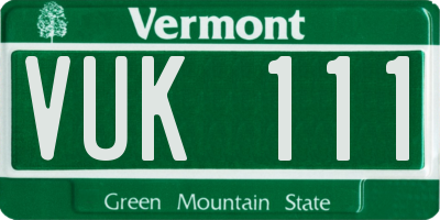 VT license plate VUK111