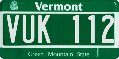 VT license plate VUK112