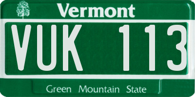 VT license plate VUK113