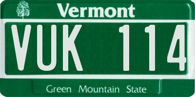 VT license plate VUK114